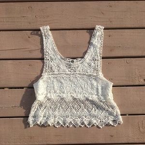 Cream Lace/Crochet Beachy Tank